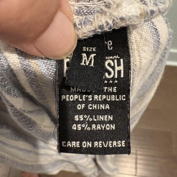 Rewash Pants Womens Medium Blue White Striped Linen Blend Smocked Waist Wide Leg - Picture 3 of 14